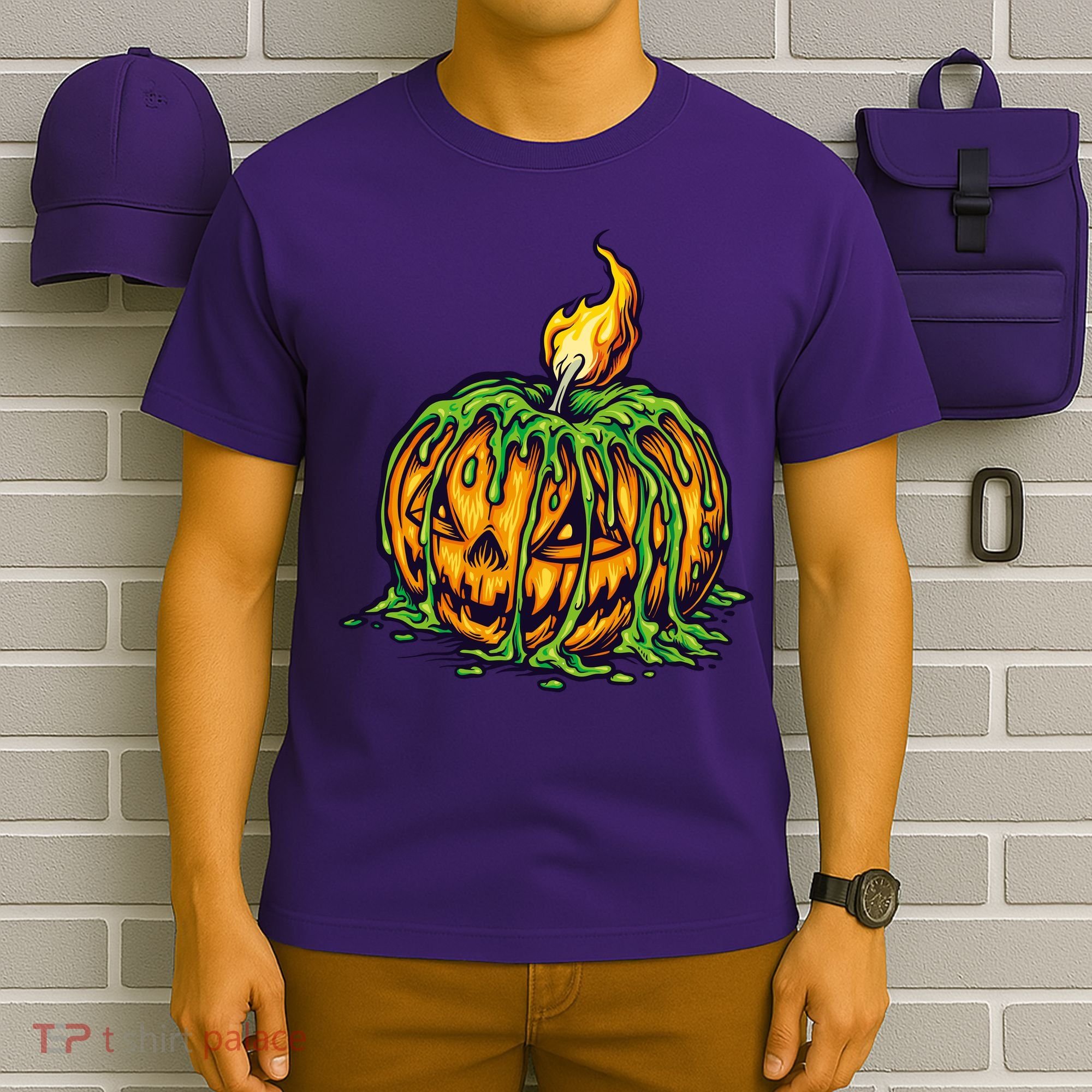 Spooky Halloween Scary Pumpkins Candle T-Shirt
