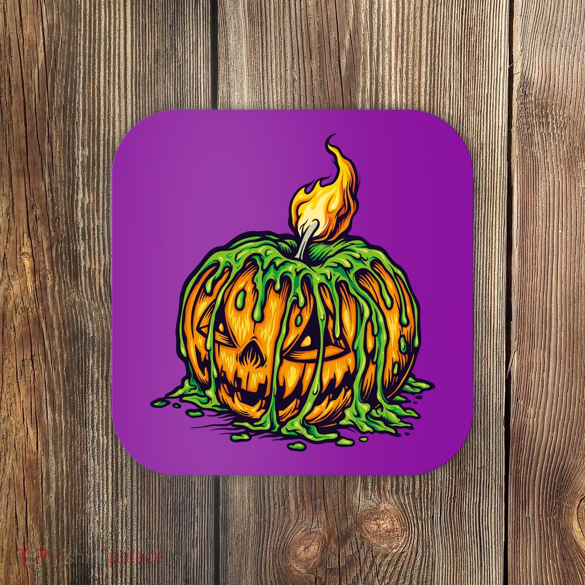 Spooky Halloween Scary Pumpkins Candle Coaster
