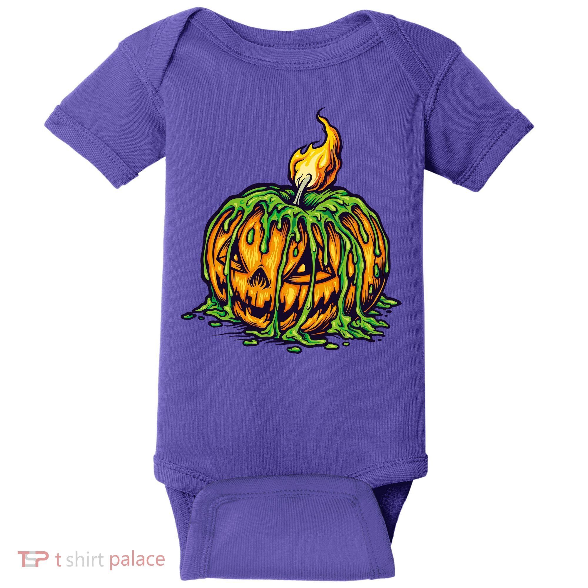 Spooky Halloween Scary Pumpkins Candle Baby Bodysuit