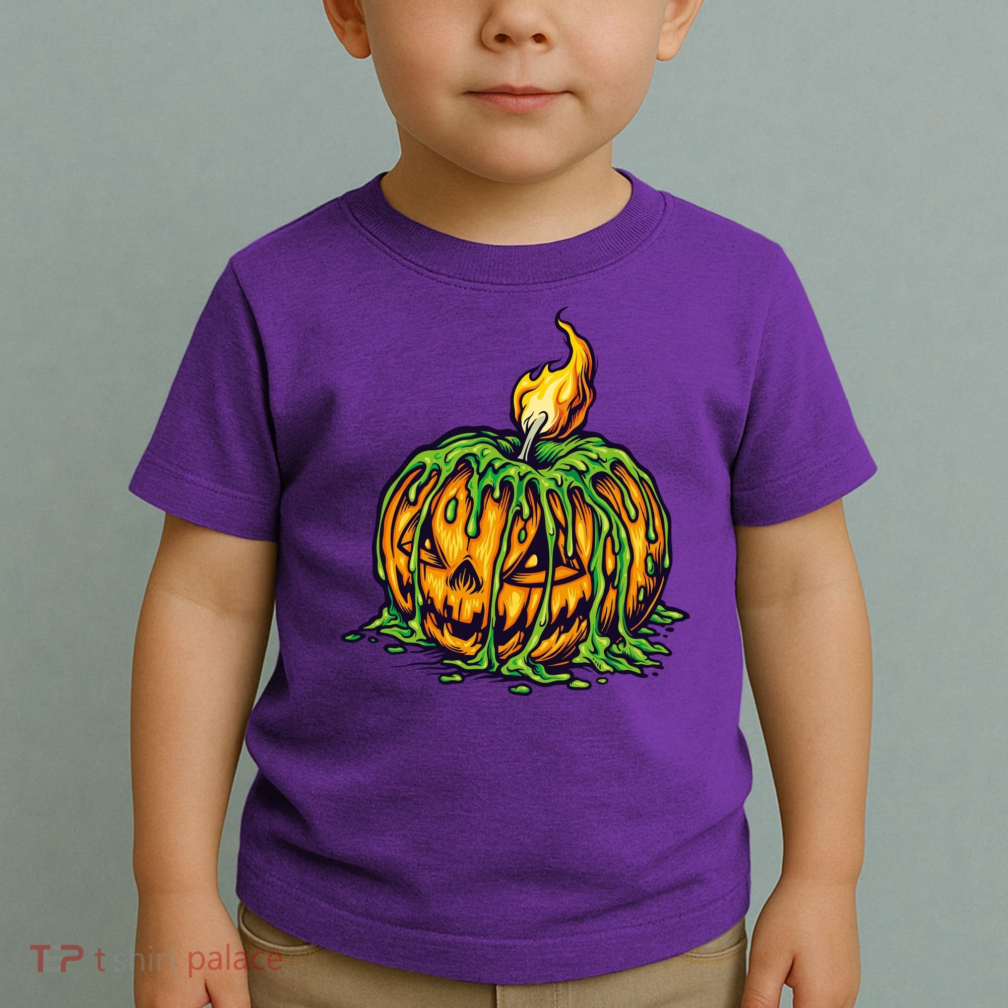 Spooky Halloween Scary Pumpkins Candle Toddler T-Shirt
