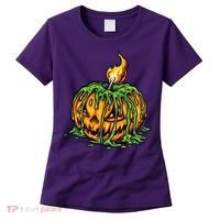 Spooky Halloween Scary Pumpkins Candle Women's T-Shirt thumb 0