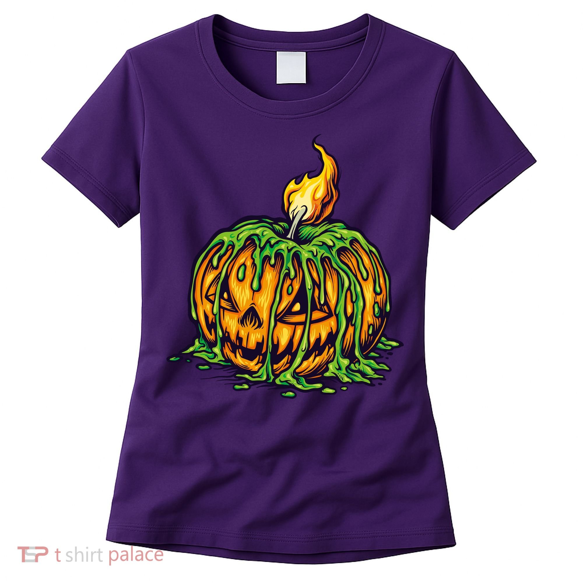 Spooky Halloween Scary Pumpkins Candle Women's T-Shirt