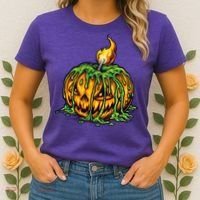 Spooky Halloween Scary Pumpkins Candle Women's T-Shirt thumb 2