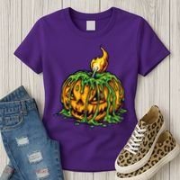 Spooky Halloween Scary Pumpkins Candle Women's T-Shirt thumb 3