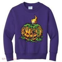 Spooky Halloween Scary Pumpkins Candle Kids Sweatshirt thumb 0