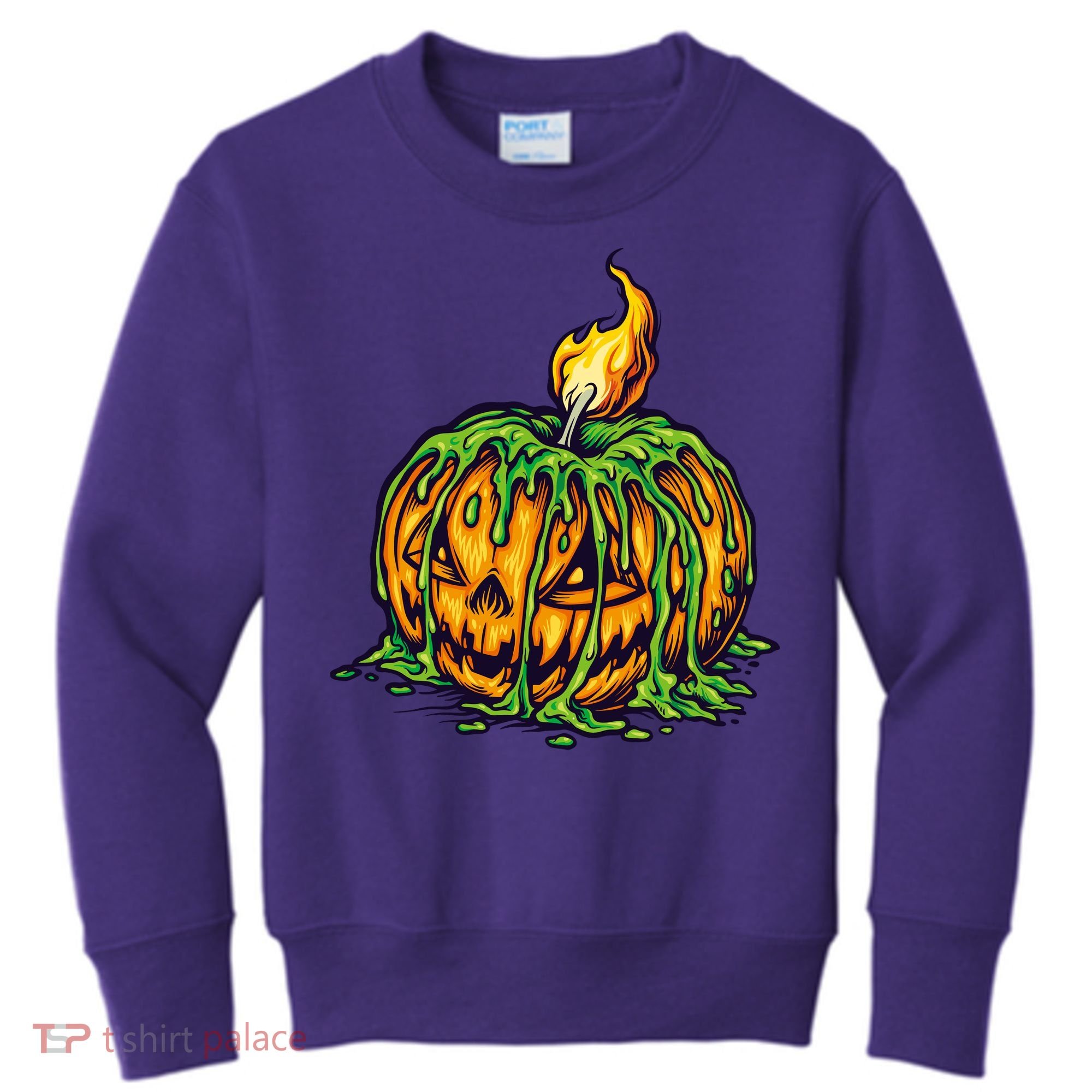 Spooky Halloween Scary Pumpkins Candle Kids Sweatshirt