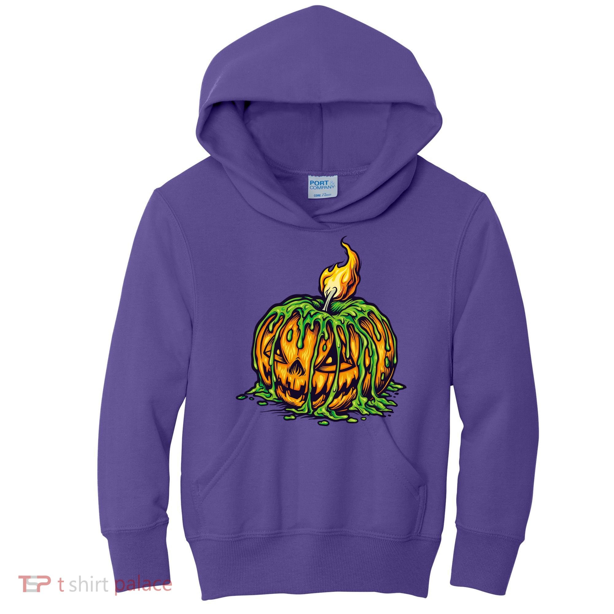 Spooky Halloween Scary Pumpkins Candle Kids Hoodie