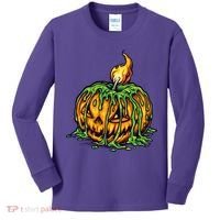 Spooky Halloween Scary Pumpkins Candle Kids Long Sleeve Shirt thumb 0
