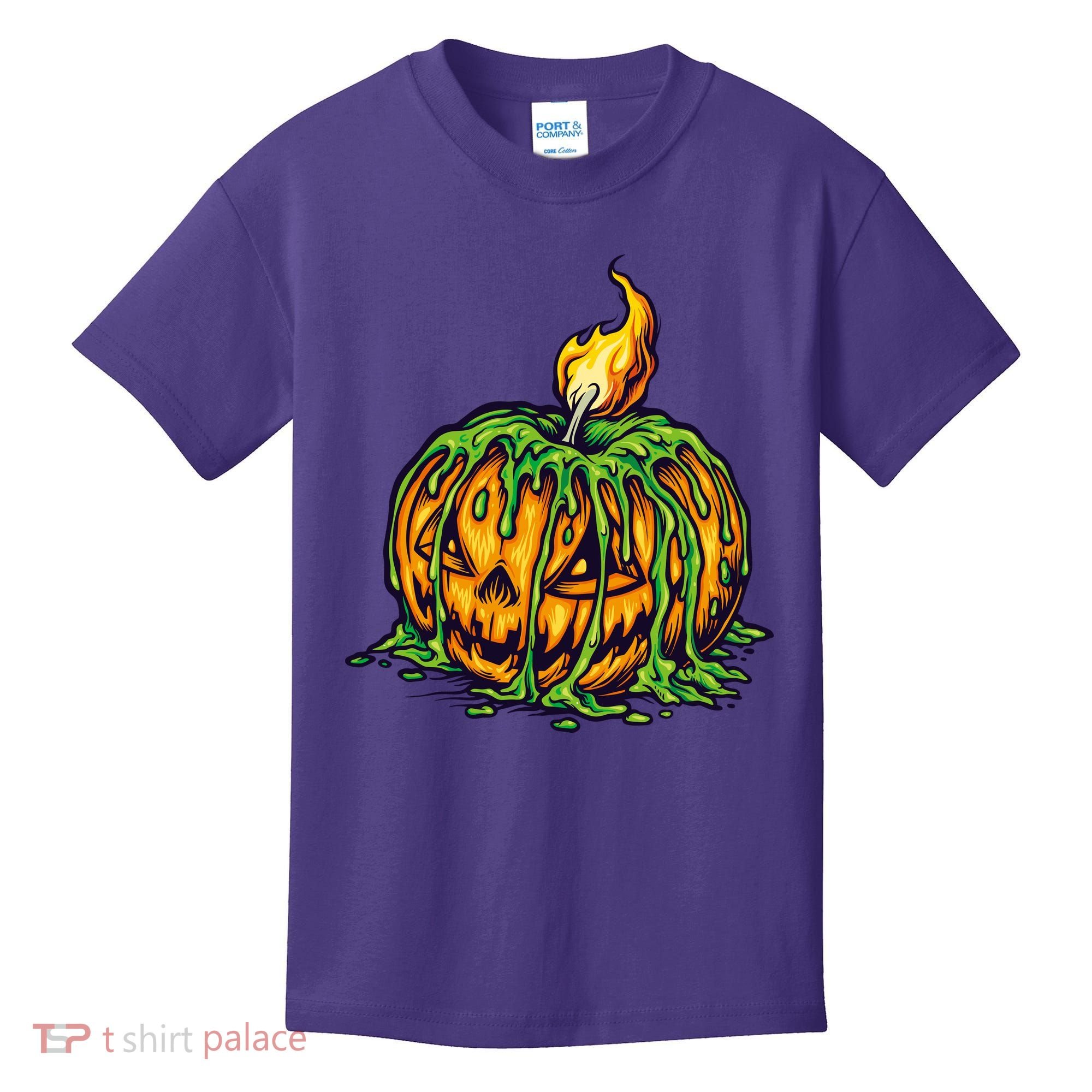 Spooky Halloween Scary Pumpkins Candle Kids T-Shirt