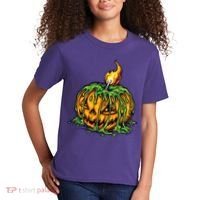 Spooky Halloween Scary Pumpkins Candle Kids T-Shirt thumb 2