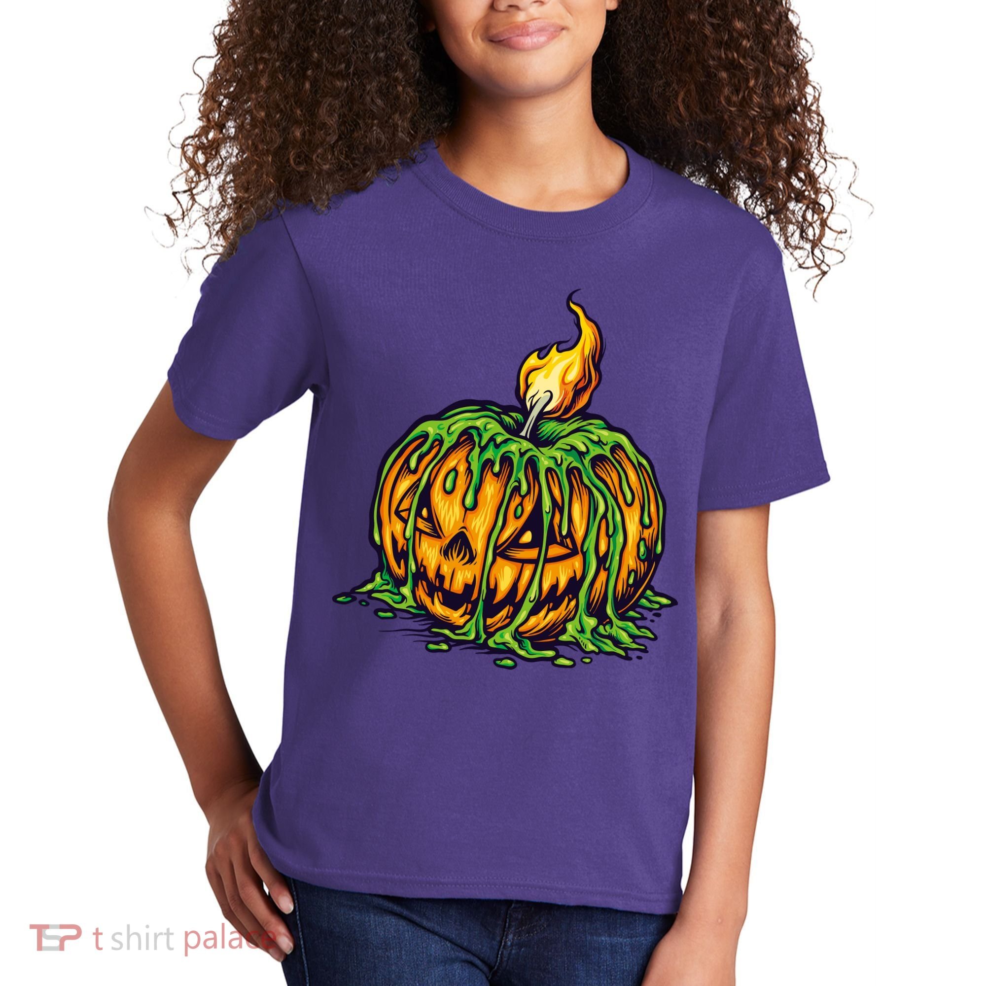 Spooky Halloween Scary Pumpkins Candle Kids T-Shirt