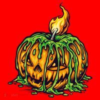 Spooky Halloween Scary Pumpkins Candle Santa Hat thumb 1