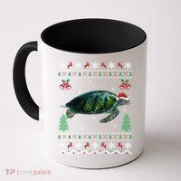 Santa Hat Sea Turtles Lover Xmas Gift Ugly Turtle Christmas Gift Coffee Mug thumb 0