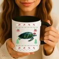 Santa Hat Sea Turtles Lover Xmas Gift Ugly Turtle Christmas Gift Coffee Mug thumb 3