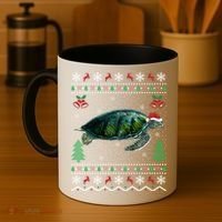 Santa Hat Sea Turtles Lover Xmas Gift Ugly Turtle Christmas Gift Coffee Mug thumb 4