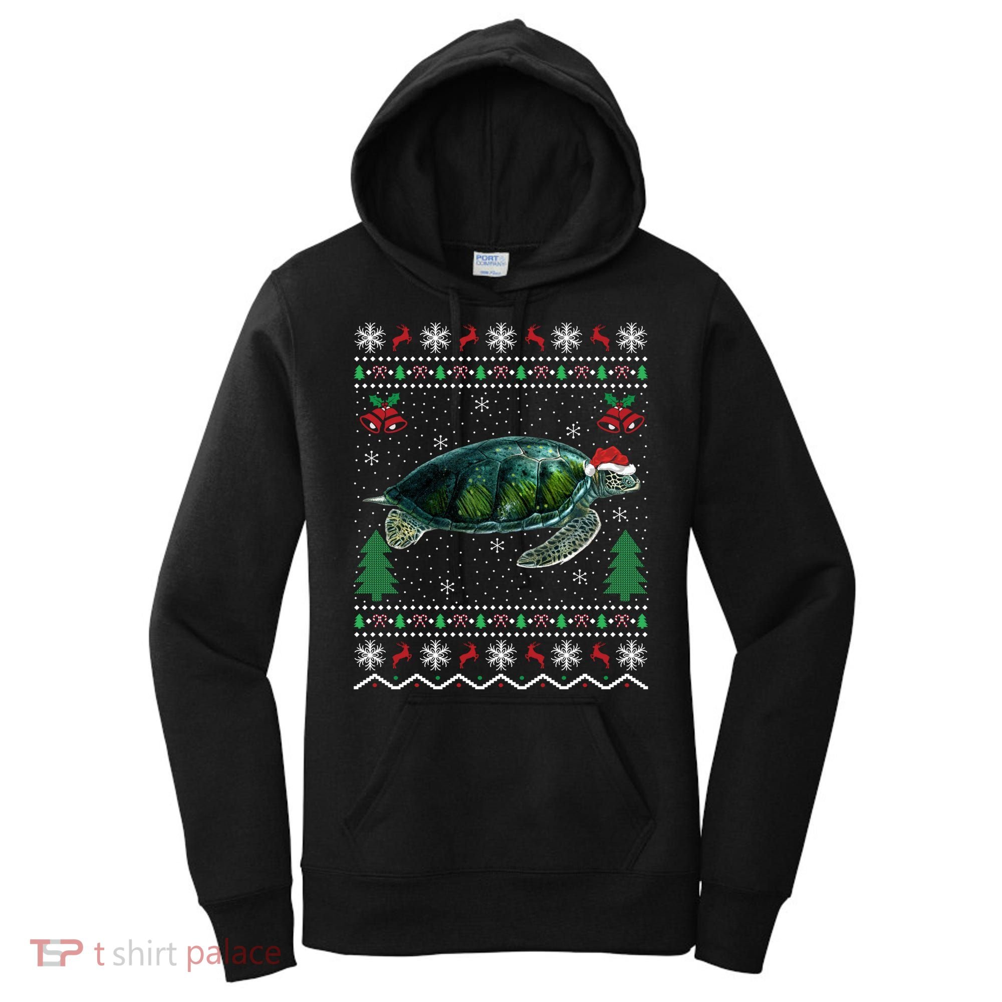 Santa Hat Sea Turtles Lover Xmas Gift Ugly Turtle Christmas Gift Women's Hoodie