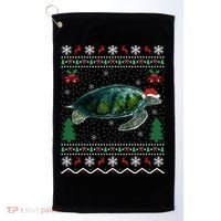Santa Hat Sea Turtles Lover Xmas Gift Ugly Turtle Christmas Gift Golf Towel thumb 0