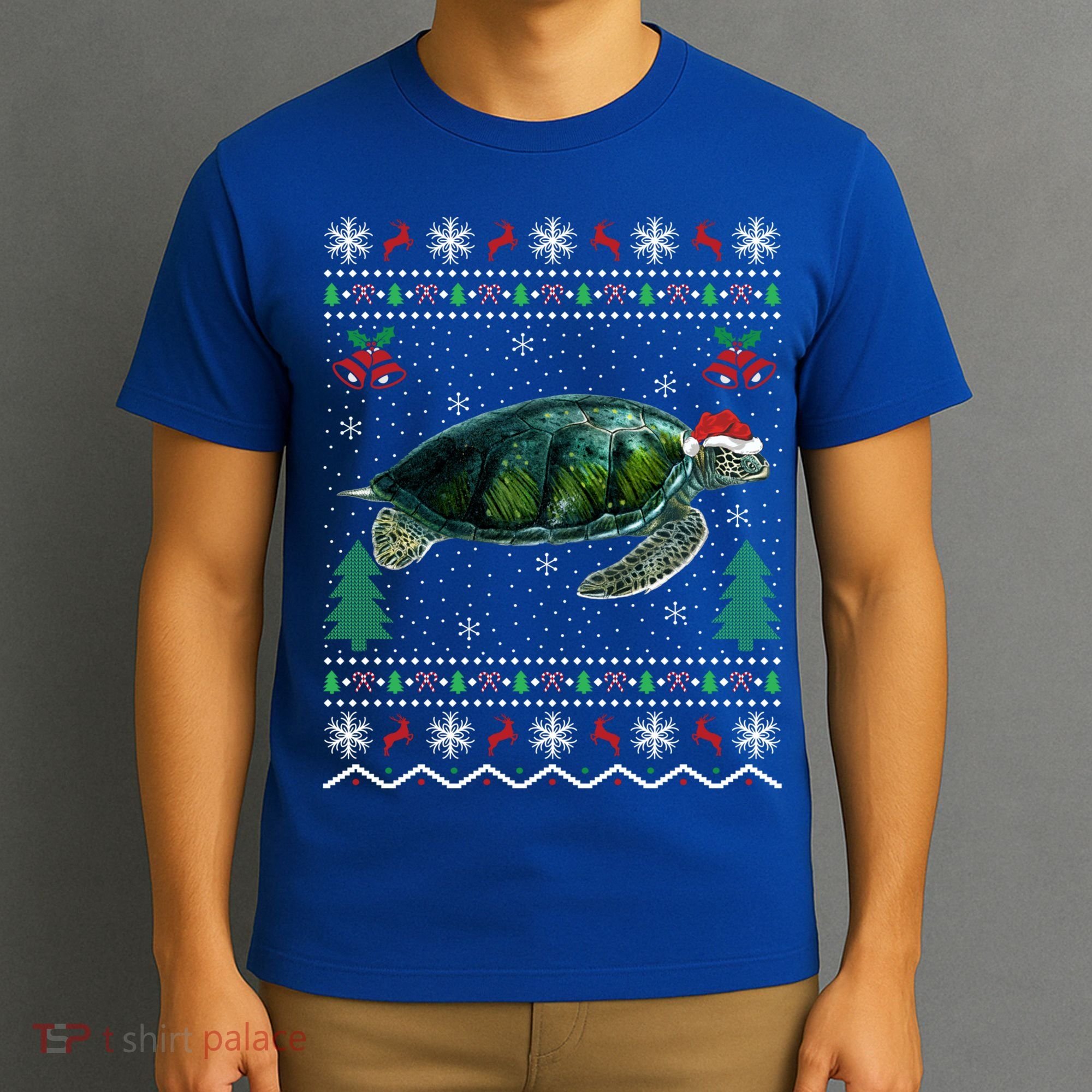 Santa Hat Sea Turtles Lover Xmas Gift Ugly Turtle Christmas Gift T-Shirt