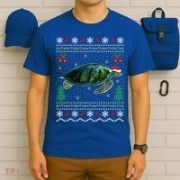 Santa Hat Sea Turtles Lover Xmas Gift Ugly Turtle Christmas Gift T-Shirt thumb 6