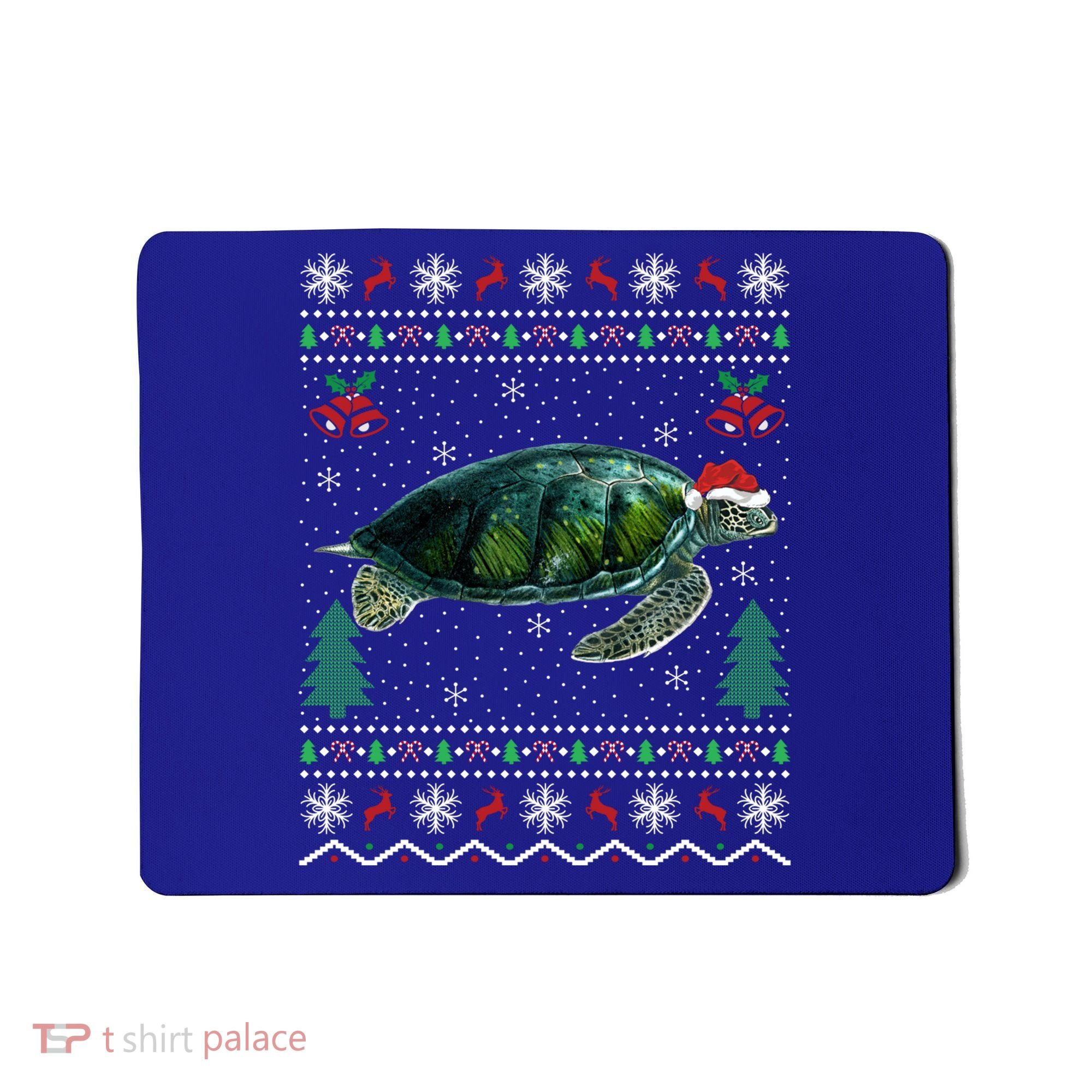 Santa Hat Sea Turtles Lover Xmas Gift Ugly Turtle Christmas Gift Mousepad