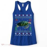 Santa Hat Sea Turtles Lover Xmas Gift Ugly Turtle Christmas Gift Women's Tank Top thumb 0