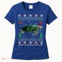 Santa Hat Sea Turtles Lover Xmas Gift Ugly Turtle Christmas Gift Women's T-Shirt thumb 0