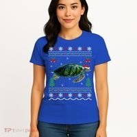 Santa Hat Sea Turtles Lover Xmas Gift Ugly Turtle Christmas Gift Women's T-Shirt thumb 4