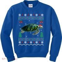 Santa Hat Sea Turtles Lover Xmas Gift Ugly Turtle Christmas Gift Kids Sweatshirt thumb 0