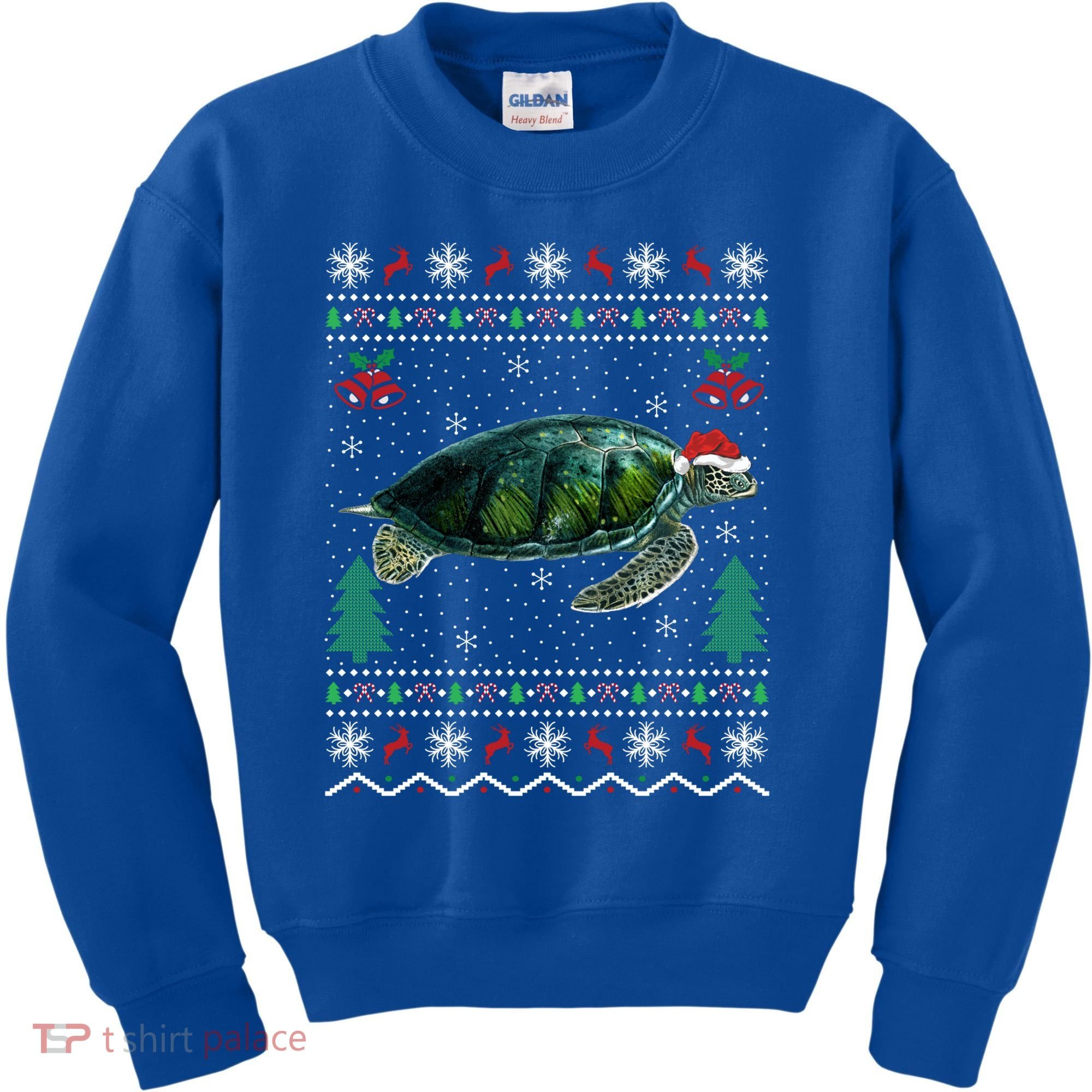 Santa Hat Sea Turtles Lover Xmas Gift Ugly Turtle Christmas Gift Kids Sweatshirt
