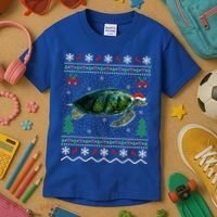 Santa Hat Sea Turtles Lover Xmas Gift Ugly Turtle Christmas Gift Kids T-Shirt thumb 3