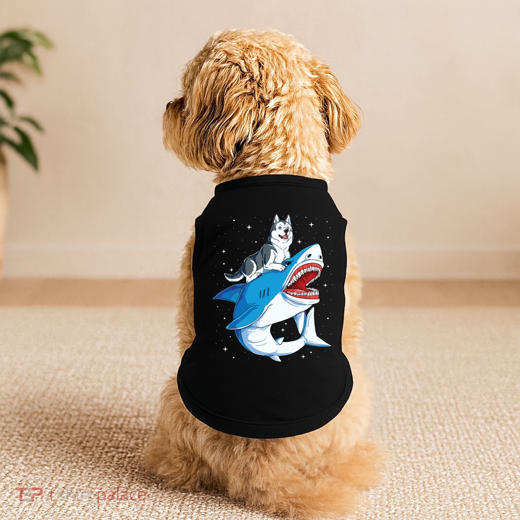 Siberian Husky Shark Jawsome Dog Lover Gifts Space Galaxy Doggie Tank