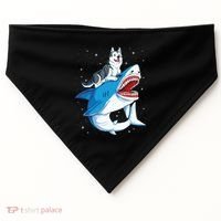 Siberian Husky Shark Jawsome Dog Lover Gifts Space Galaxy USA-Made Doggie Bandana thumb 0
