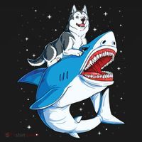 Siberian Husky Shark Jawsome Dog Lover Gifts Space Galaxy Ornament thumb 1