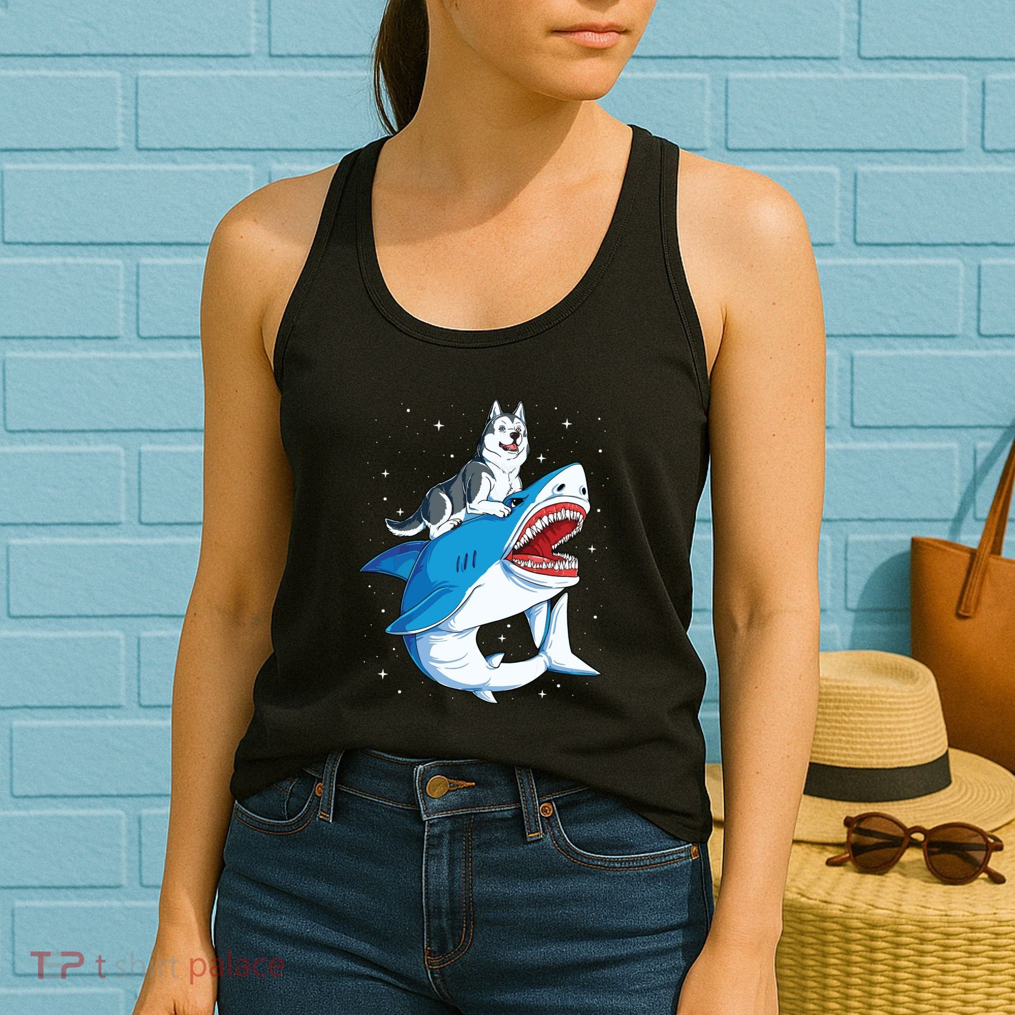Siberian Husky Shark Jawsome Dog Lover Gifts Space Galaxy Women's Tank Top