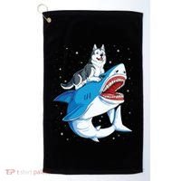 Siberian Husky Shark Jawsome Dog Lover Gifts Space Galaxy Golf Towel thumb 0