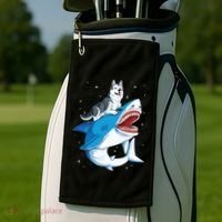 Siberian Husky Shark Jawsome Dog Lover Gifts Space Galaxy Golf Towel thumb 2
