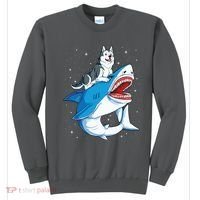 Siberian Husky Shark Jawsome Dog Lover Gifts Space Galaxy Sweatshirt thumb 0