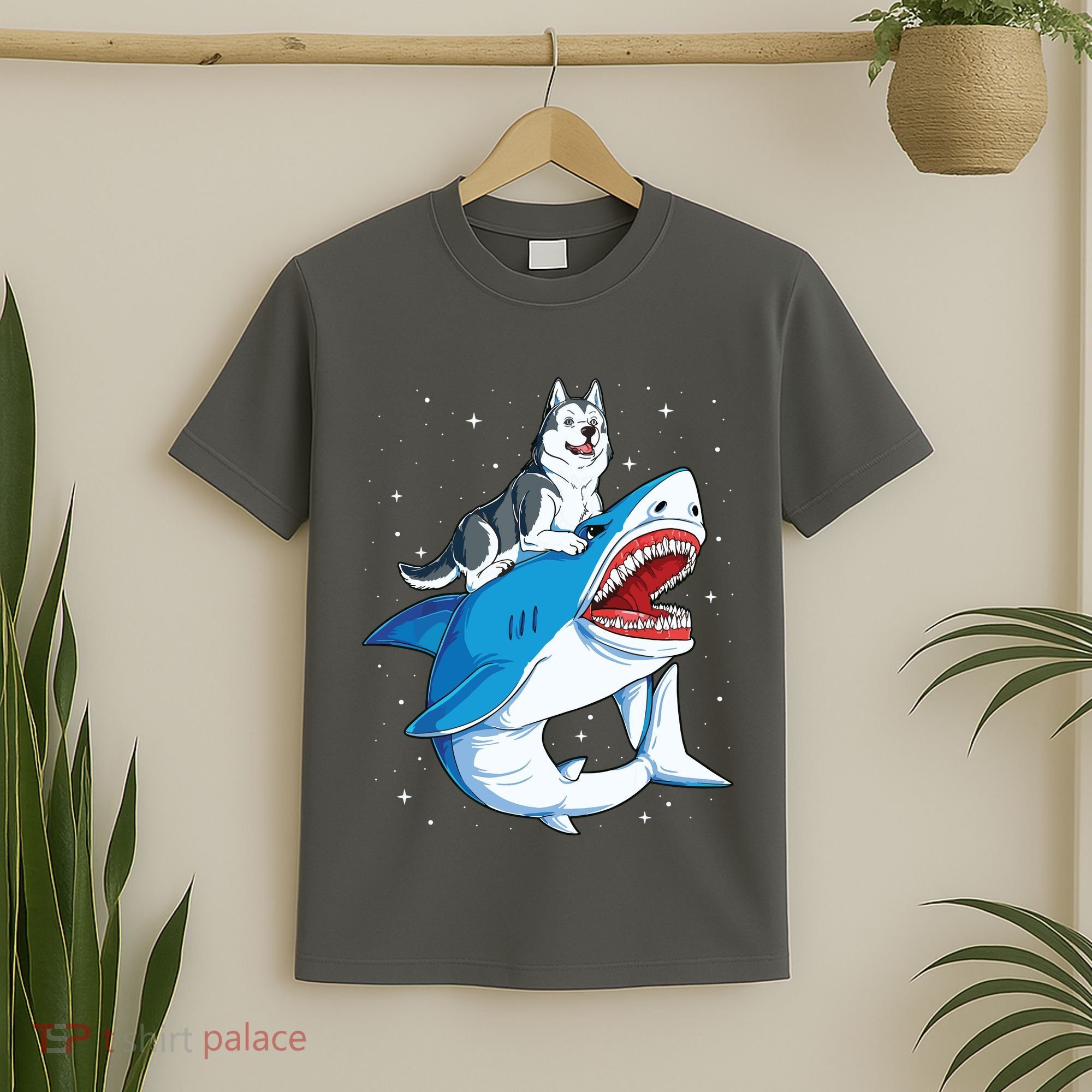 Siberian Husky Shark Jawsome Dog Lover Gifts Space Galaxy T-Shirt