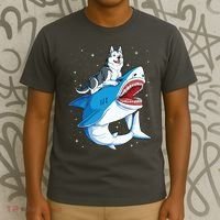 Siberian Husky Shark Jawsome Dog Lover Gifts Space Galaxy T-Shirt thumb 3