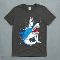 Siberian Husky Shark Jawsome Dog Lover Gifts Space Galaxy T-Shirt thumb 5