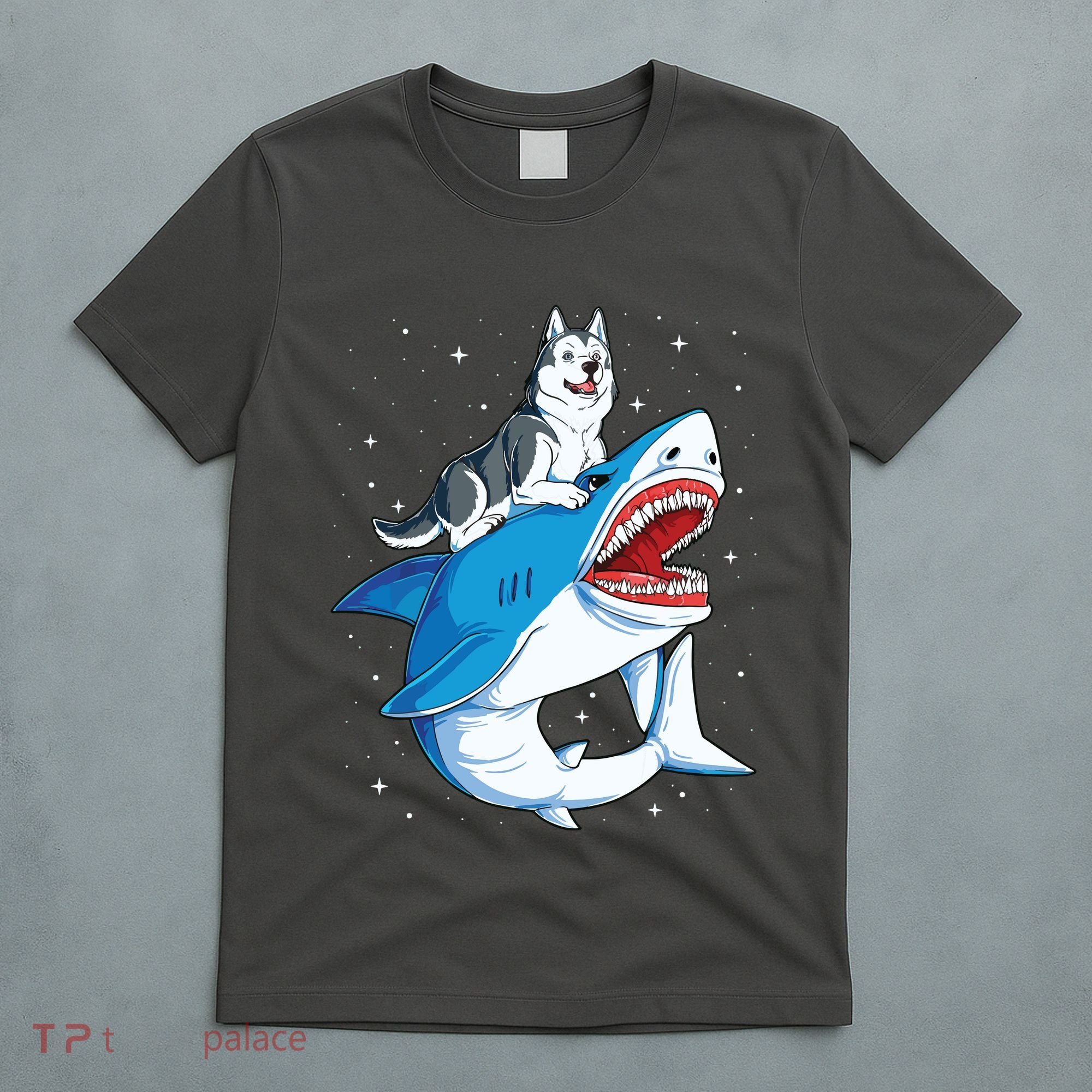 Siberian Husky Shark Jawsome Dog Lover Gifts Space Galaxy T-Shirt