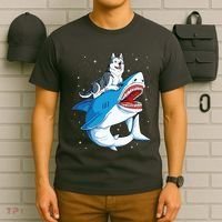 Siberian Husky Shark Jawsome Dog Lover Gifts Space Galaxy T-Shirt thumb 6