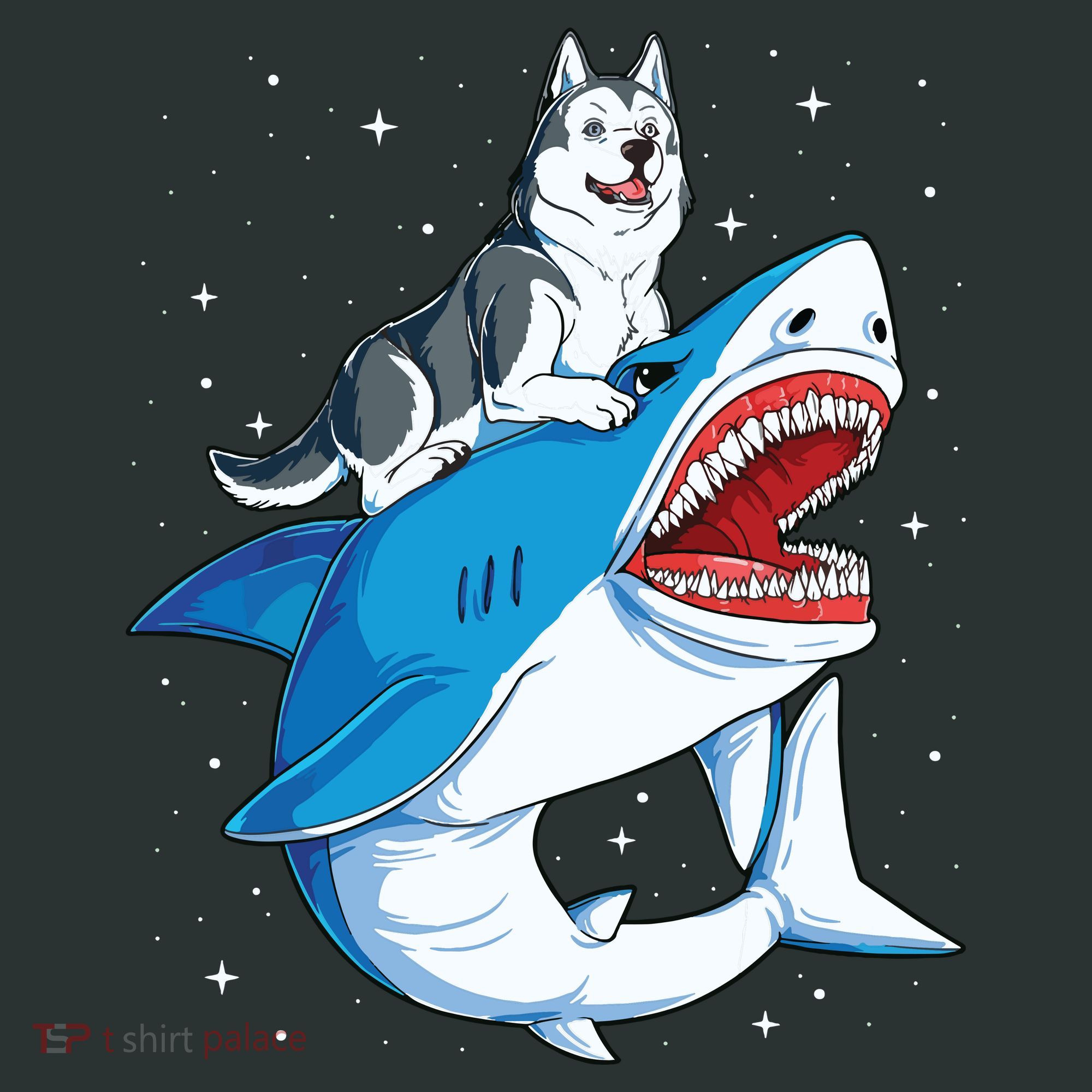 Siberian Husky Shark Jawsome Dog Lover Gifts Space Galaxy Mousepad