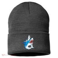Siberian Husky Shark Jawsome Dog Lover Gifts Space Galaxy Sustainable Knit Beanie thumb 0