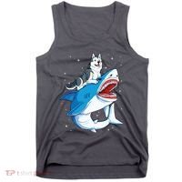 Siberian Husky Shark Jawsome Dog Lover Gifts Space Galaxy Tank Top thumb 0