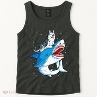 Siberian Husky Shark Jawsome Dog Lover Gifts Space Galaxy Tank Top thumb 2