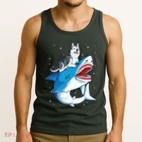 Siberian Husky Shark Jawsome Dog Lover Gifts Space Galaxy Tank Top thumb 3