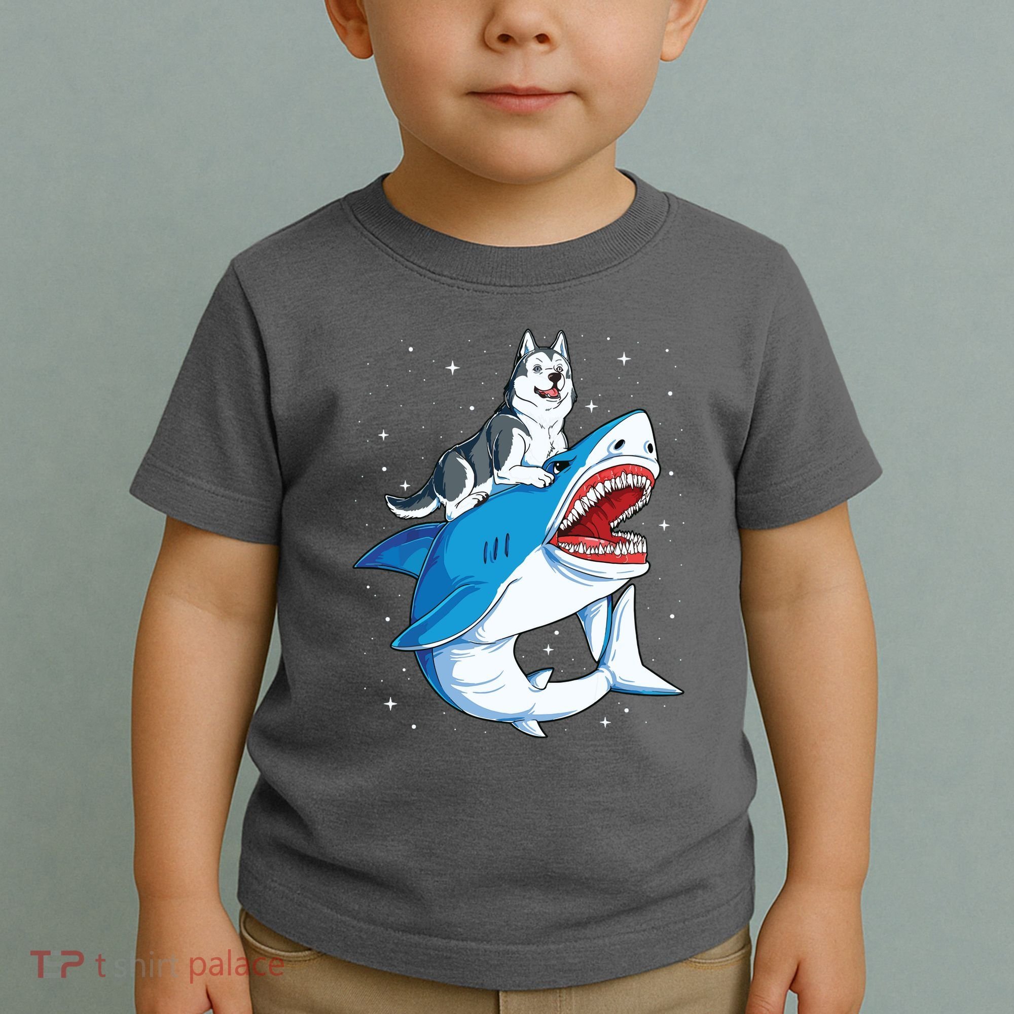 Siberian Husky Shark Jawsome Dog Lover Gifts Space Galaxy Toddler T-Shirt