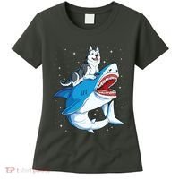 Siberian Husky Shark Jawsome Dog Lover Gifts Space Galaxy Women's T-Shirt thumb 0
