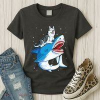 Siberian Husky Shark Jawsome Dog Lover Gifts Space Galaxy Women's T-Shirt thumb 3